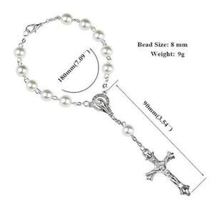 NWT Tateossian Silver Bead Rosary Bracelet Cross Pendant Lobster Clasp